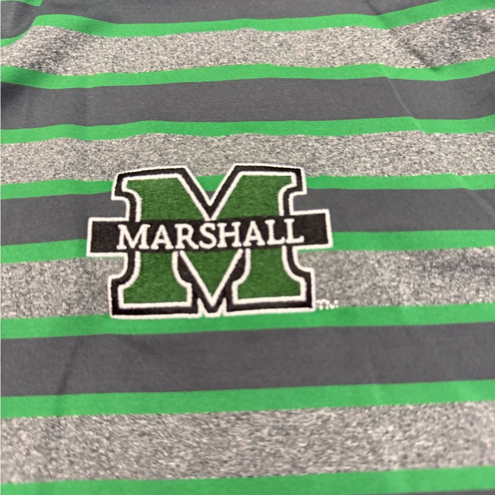 Under Armour Marshall University Green and Gray Striped Polo - Picture 3 of 4